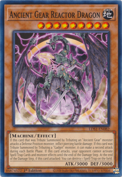 1st Edition, Common, Earth, Effect Monster, Legendary Duelists: Season 1, Machine Ancient Gear Reactor Dragon [LDS1-EN082] Common - Trading Card World