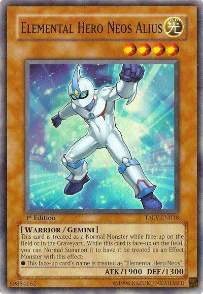 1st Edition, Gemini Monster, Light, Super Rare, Tactical Evolution, Unlimited, Warrior Elemental Hero Neos Alius [TAEV-EN018] Super Rare - Trading Card World