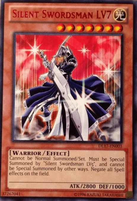 Duelist League Promo, Effect Monster, Light, Rare, Unlimited, Warrior Silent Swordsman LV7 (Red) [DL17-EN003] Rare - Trading Card World