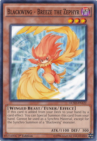 1st Edition, Common, Dark, Legendary Collection 5D's, Tuner/Effect Monster, Winged Beast Blackwing - Breeze the Zephyr [LC5D-EN122] Common - Trading Card World