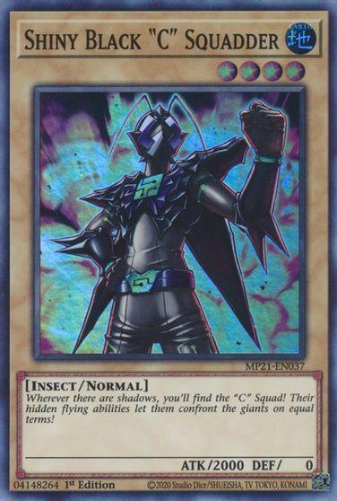 1st Edition, 2021 Tin of Ancient Battles, Earth, Insect, Normal Monster, Super Rare Shiny Black C Squadder [MP21-EN037] Super Rare - Trading Card World