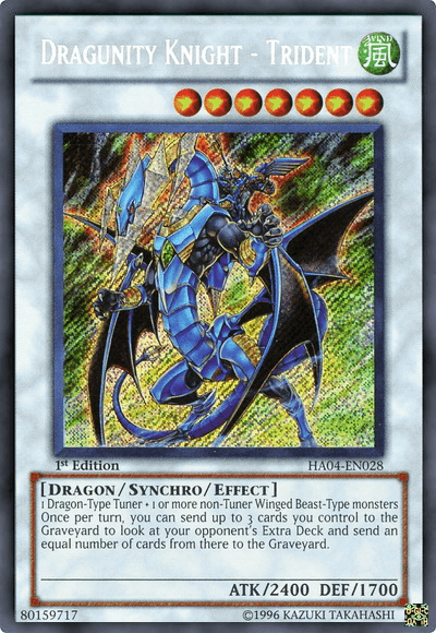 1st Edition, Dragon, Hidden Arsenal 4, Secret Rare, Synchro/Effect Monster, Unlimited, Wind Dragunity Knight - Trident [HA04-EN028] Secret Rare - Trading Card World