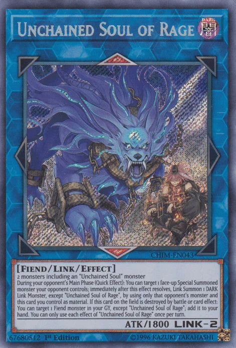 1st Edition, Chaos Impact, Dark, Fiend, Link/Effect Monster, Secret Rare, Unlimited Unchained Soul of Rage [CHIM-EN043] Secret Rare - Trading Card World