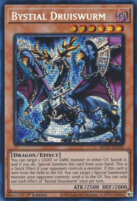 1st Edition, Dark, Dragon, Dueling Heroes Collectors Tin - Mega Pack (25th Anniversary Edition), Effect Monster, Prismatic Secret Rare Bystial Druiswurm [MP23-EN159] Prismatic Secret Rare - Trading Card World
