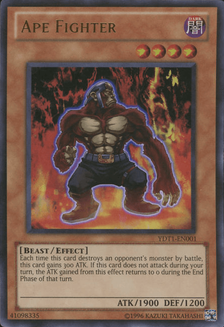 Beast, Dark, Effect Monster, Ultra Rare, Unlimited, Video Game Promotional Cards Ape Fighter (5D's Duel Transer) [YDT1-EN001] Ultra Rare - Trading Card World