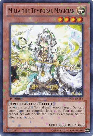 1st Edition, Battle Pack: Epic Dawn, Effect Monster, Light, Spellcaster, Starfoil Rare, Unlimited Milla the Temporal Magician [BP01-EN168] Starfoil Rare - Trading Card World