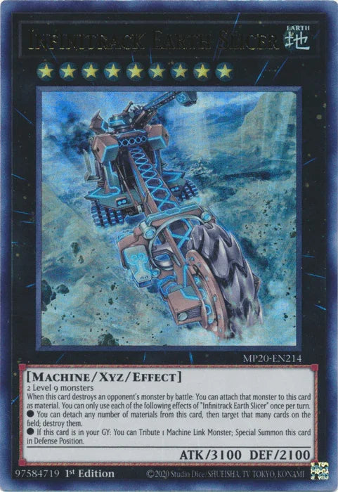 1st Edition, 2020 Tin of Lost Memories, Earth, Machine, Ultra Rare, Xyz/Effect Monster Infinitrack Earth Slicer [MP20-EN214] Ultra Rare - Trading Card World