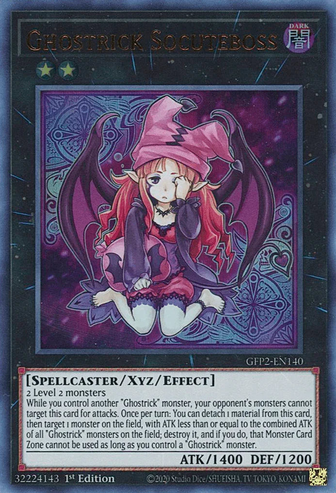 1st Edition, Dark, Ghosts From the Past: The 2nd Haunting, Spellcaster, Ultra Rare, Xyz/Effect Monster Ghostrick Socuteboss [GFP2-EN140] Ultra Rare - Trading Card World