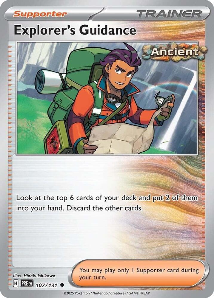 Normal, Reverse Holofoil, Scarlet & Violet: Prismatic Evolutions, Supporter, Uncommon Explorer's Guidance (107/131) [Scarlet & Violet: Prismatic Evolutions] - Trading Card World