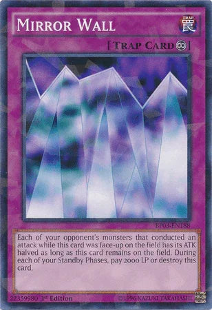 1st Edition, Battle Pack 3: Monster League, Continuous Trap, Shatterfoil Rare, Trap Mirror Wall [BP03-EN188] Shatterfoil Rare - Trading Card World