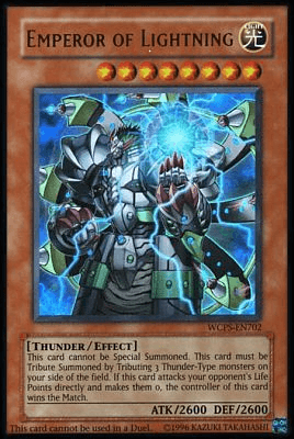 Effect Monster, Light, Thunder, Ultra Rare, Unlimited, World Championship Series Emperor of Lightning [WCPS-EN702] Ultra Rare - Trading Card World