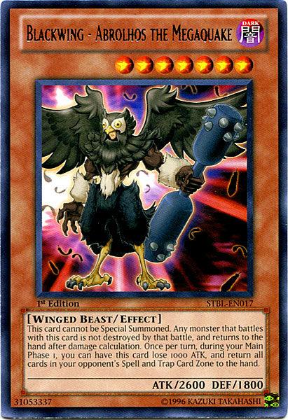 1st Edition, Dark, Effect Monster, Rare, Starstrike Blast, Unlimited, Winged Beast Blackwing - Abrolhos the Megaquake [STBL-EN017] Rare - Trading Card World
