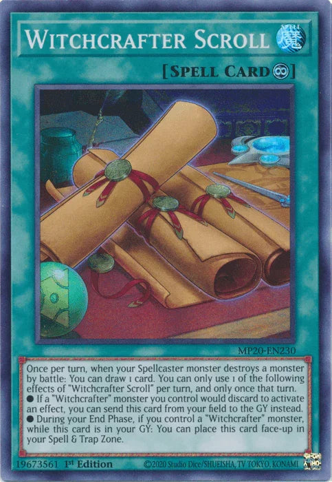 1st Edition, 2020 Tin of Lost Memories, Continuous Spell, Spell, Super Rare Witchcrafter Scroll [MP20-EN230] Super Rare - Trading Card World