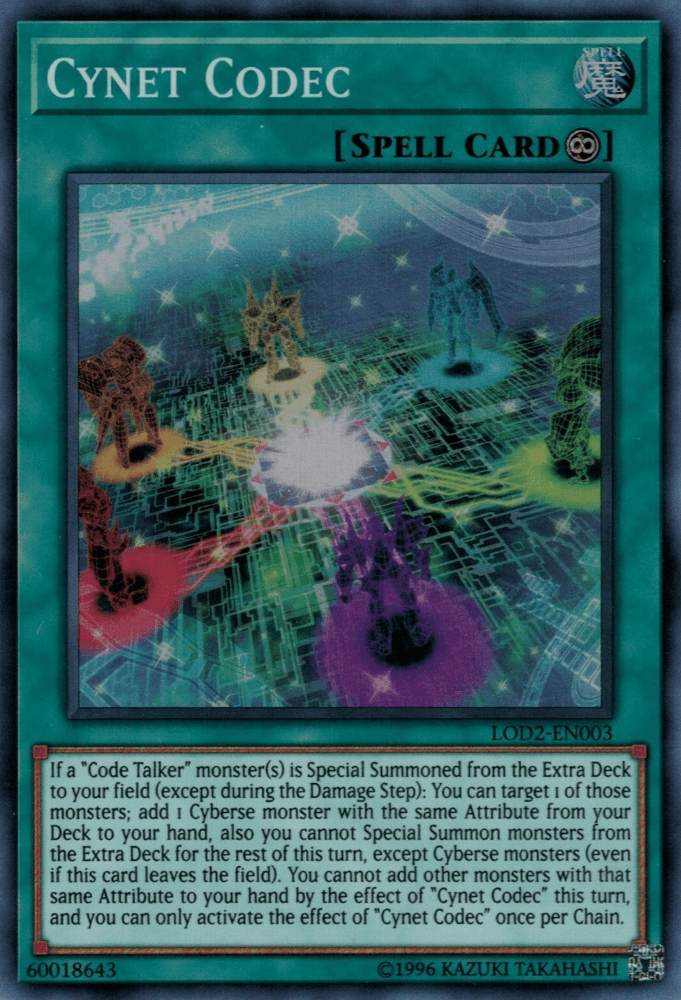 Continuous Spell, Spell, Super Rare, Unlimited, Video Game Promotional Cards Cynet Codec (Legacy of the Duelist: Link Evolution) [LOD2-EN003] Super Rare - Trading Card World