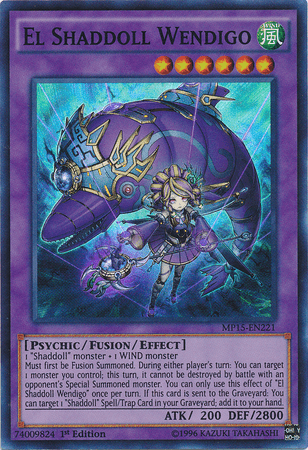 1st Edition, 2015 Mega-Tins Mega Pack, Fusion/Effect Monster, Psychic, Super Rare, Wind El Shaddoll Wendigo [MP15-EN221] Super Rare - Trading Card World