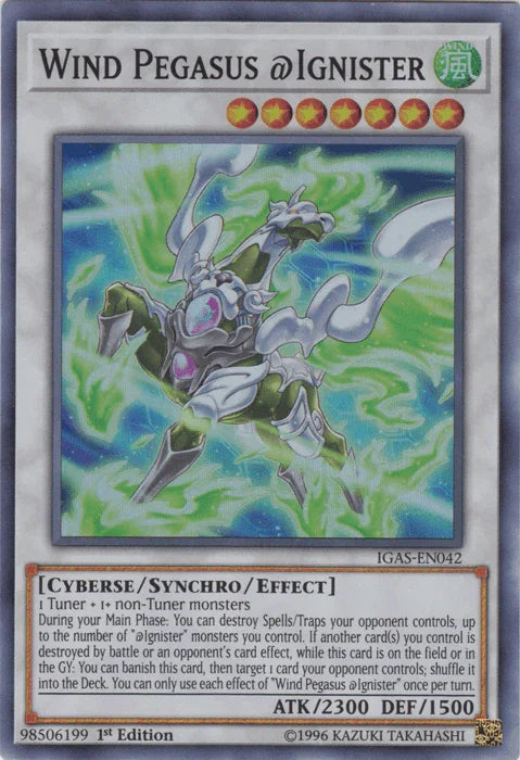 1st Edition, Cyberse, Ignition Assault, Super Rare, Synchro/Effect Monster, Unlimited, Wind Wind Pegasus @Ignister [IGAS-EN042] Super Rare - Trading Card World