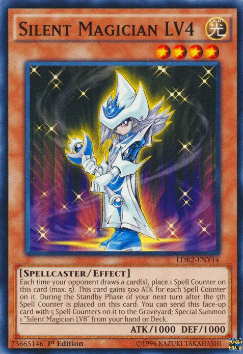 1st Edition, Common, Effect Monster, Legendary Decks II, Light, Spellcaster, Unlimited Silent Magician LV4 [LDK2-ENY14] Common - Trading Card World