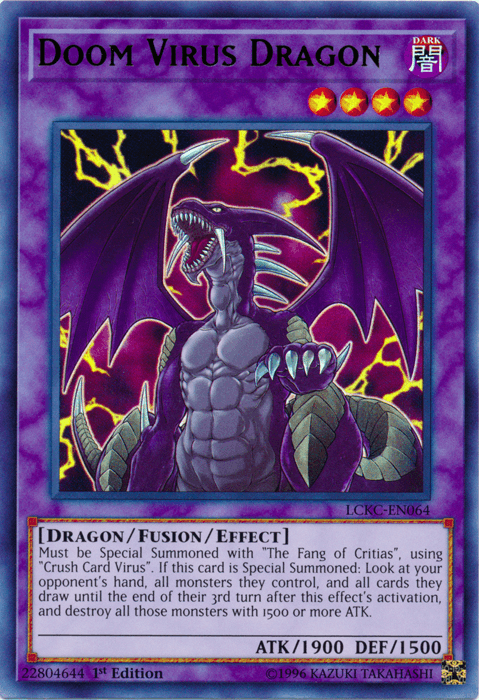 1st Edition, Dark, Dragon, Fusion/Effect Monster, Legendary Collection Kaiba, Ultra Rare, Unlimited Doom Virus Dragon [LCKC-EN064] Ultra Rare - Trading Card World