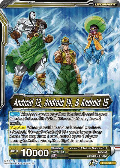 Android, Android 13 Saga, Android 13/Android14/Android15, Battle Evolution Booster, Common, EB1-38, Leader, Normal, Parallel Foil, Yellow Android 13, Android 14, & Android 15 // Android 13, the Unstoppable (EB1-38) [Battle Evolution Booster] - Trading Card World