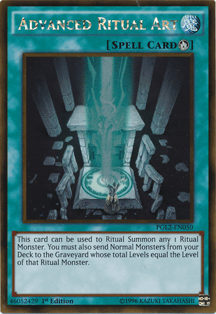 1st Edition, Gold Rare, Premium Gold: Return of the Bling, Ritual Spell, Spell, Unlimited Advanced Ritual Art [PGL2-EN050] Gold Rare - Trading Card World
