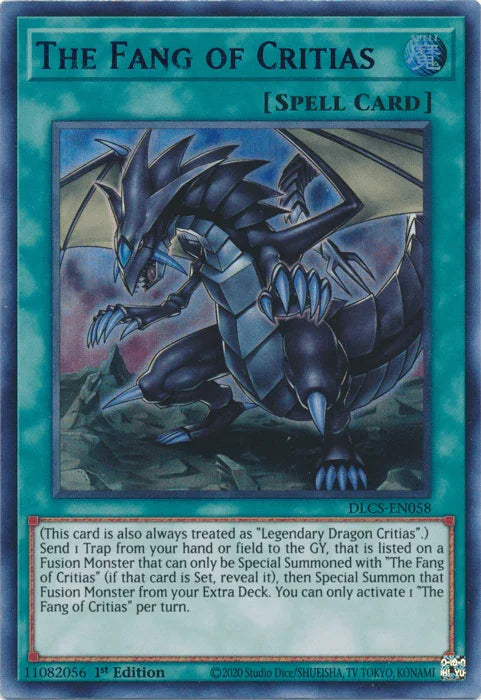 1st Edition, Dragons of Legend: The Complete Series, Normal Spell, Spell, Ultra Rare The Fang of Critias (Blue) [DLCS-EN058] Ultra Rare - Trading Card World