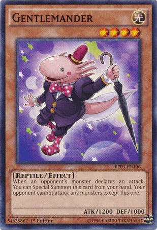 1st Edition, Battle Pack 3: Monster League, Common, Effect Monster, Light, Reptile Gentlemander [BP03-EN106] Common - Trading Card World