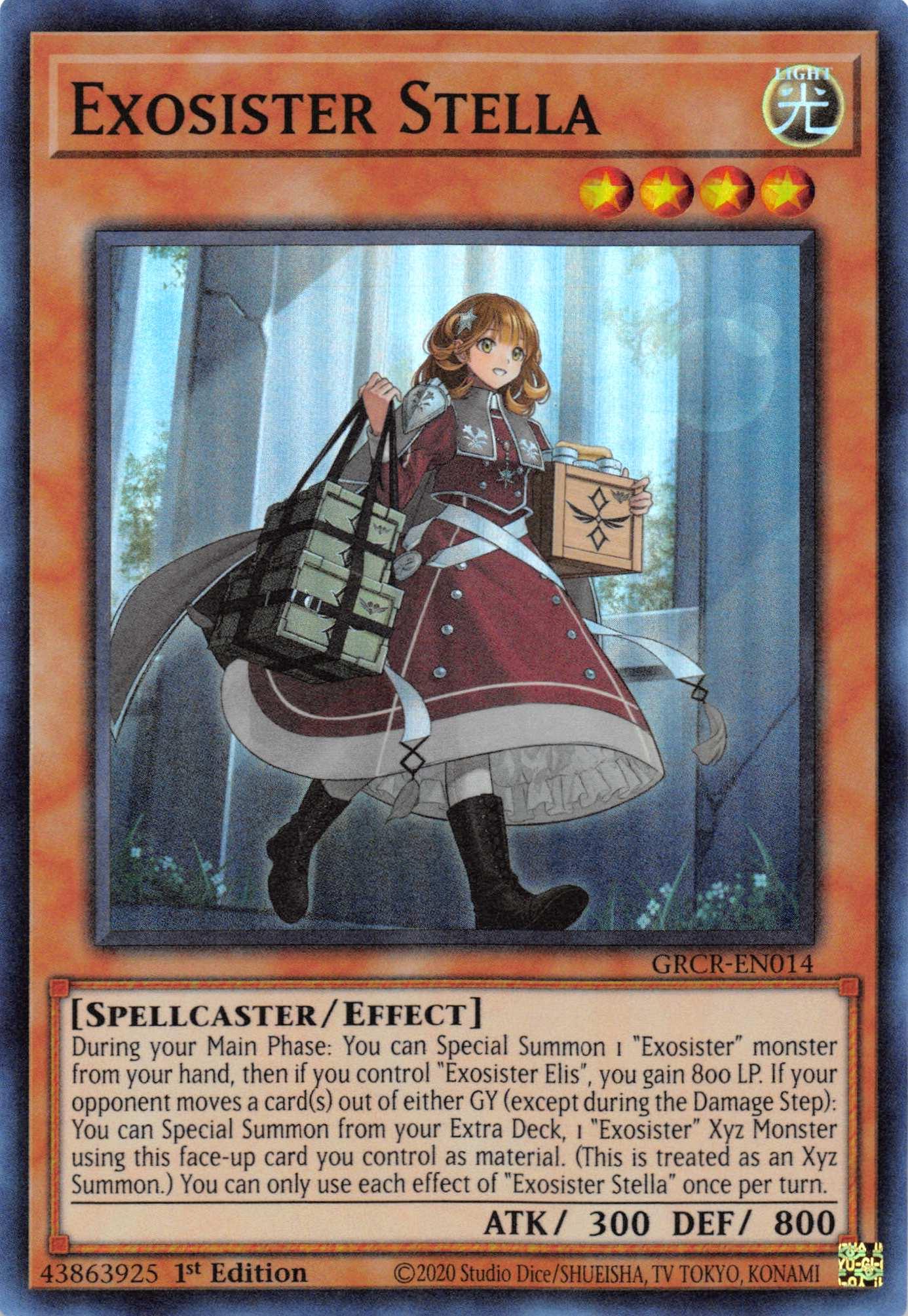 1st Edition, Effect Monster, Light, Spellcaster, Super Rare, The Grand Creators Exosister Stella [GRCR-EN014] Super Rare - Trading Card World