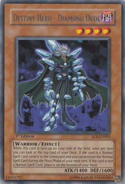 1st Edition, Dark, Effect Monster, Enemy of Justice, Rare, Unlimited, Warrior Destiny Hero - Diamond Dude [EOJ-EN003] Rare - Trading Card World
