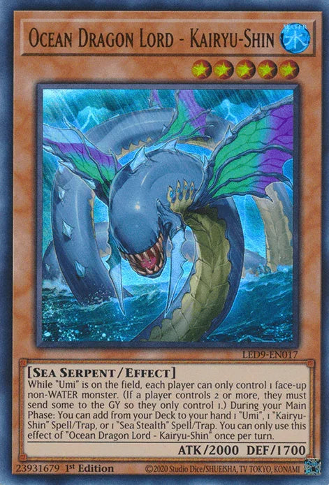 1st Edition, Effect Monster, Legendary Duelists: Duels From the Deep, Sea Serpent, Ultra Rare, Water Ocean Dragon Lord - Kairyu-Shin [LED9-EN017] Ultra Rare - Trading Card World