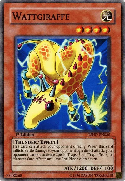 1st Edition, Effect Monster, Light, Super Rare, The Shining Darkness, Thunder, Unlimited Wattgiraffe [TSHD-EN025] Super Rare - Trading Card World