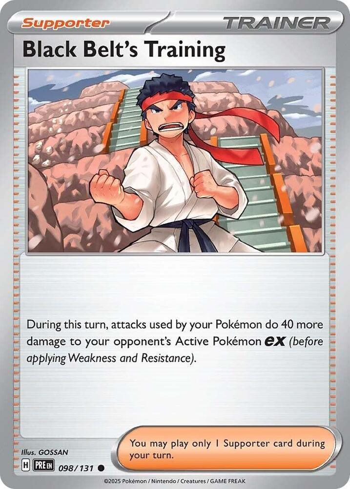 098, Common, Normal, Reverse Holofoil, Scarlet & Violet: Prismatic Evolutions, Supporter Black Belt's Training (098/131) [Scarlet & Violet: Prismatic Evolutions] - Trading Card World