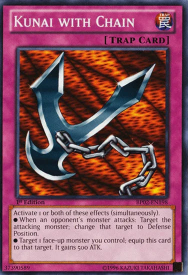 1st Edition, Battle Pack 2: War of the Giants, Mosaic Rare, Normal Trap, Trap, Unlimited Kunai with Chain [BP02-EN198] Mosaic Rare - Trading Card World