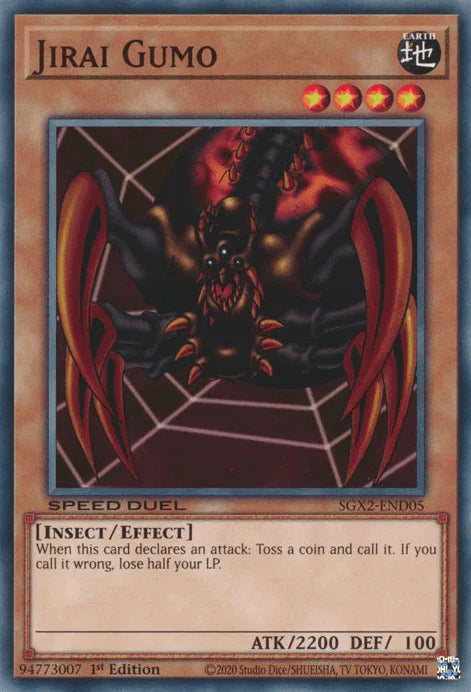 1st Edition, Common, Earth, Effect Monster, Insect, Speed Duel GX: Midterm Paradox Jirai Gumo [SGX2-END05] Common - Trading Card World