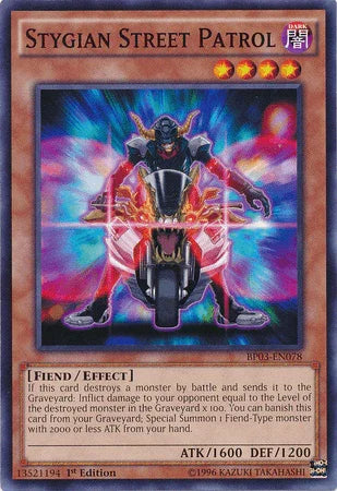 1st Edition, Battle Pack 3: Monster League, Common, Dark, Effect Monster, Fiend Stygian Street Patrol [BP03-EN078] Common - Trading Card World