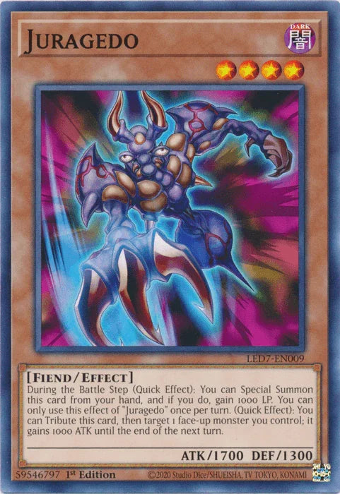 1st Edition, Common, Dark, Effect Monster, Fiend, Legendary Duelists: Rage of Ra, Unlimited Juragedo [LED7-EN009] Common - Trading Card World