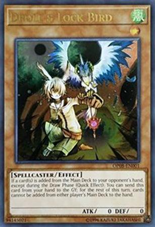 Effect Monster, OTS Tournament Pack 8, Spellcaster, Ultimate Rare, Unlimited, Wind Droll & Lock Bird [OP08-EN001] Ultimate Rare - Trading Card World