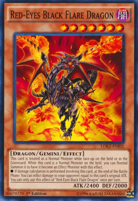 1st Edition, Common, Dark, Dragon, Gemini/Effect Monster, Legendary Decks II, Unlimited Red-Eyes Black Flare Dragon [LDK2-ENJ02] Common - Trading Card World