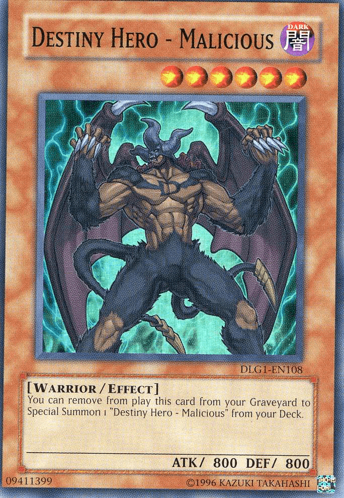 Dark, Dark Legends, Effect Monster, Super Rare, Unlimited, Warrior Destiny HERO - Malicious [DLG1-EN108] Super Rare - Trading Card World