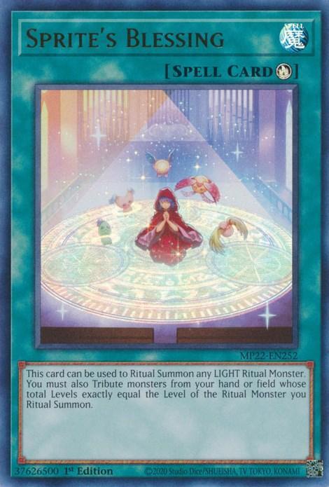 1st Edition, 2022 Tin of the Pharaoh's Gods, Ritual Spell, Spell, Ultra Rare Sprites Blessing [MP22-EN252] Ultra Rare - Trading Card World