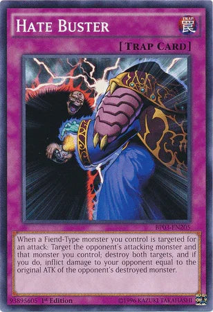 1st Edition, Battle Pack 3: Monster League, Common, Normal Trap, Trap Hate Buster [BP03-EN205] Common - Trading Card World