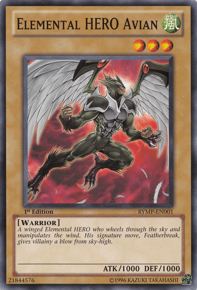 1st Edition, Common, Normal Monster, Ra Yellow Mega Pack, Unlimited, Warrior, Wind Elemental HERO Avian [RYMP-EN001] Common - Trading Card World