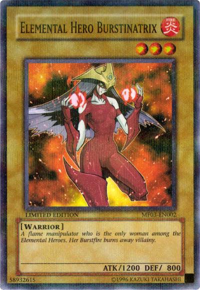 Fire, Limited, Mattel Action Figure Promos: Series 3, Normal Monster, Parallel Rare, Warrior Elemental Hero Burstinatrix [MF03-EN002] Parallel Rare - Trading Card World