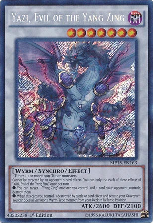 1st Edition, 2015 Mega-Tins Mega Pack, Dark, Secret Rare, Synchro/Effect Monster, Wyrm Yazi, Evil of the Yang Zing [MP15-EN163] Secret Rare - Trading Card World
