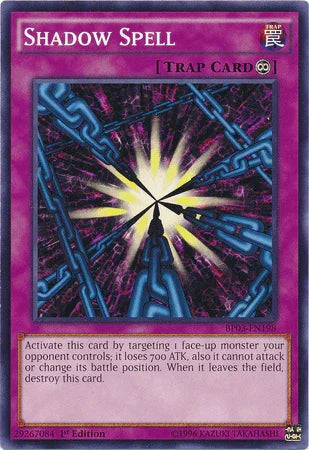 1st Edition, Battle Pack 3: Monster League, Common, Continuous Trap, Trap Shadow Spell [BP03-EN198] Common - Trading Card World