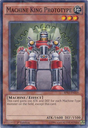 1st Edition, Battle Pack 3: Monster League, Earth, Effect Monster, Machine, Shatterfoil Rare Machine King Prototype [BP03-EN019] Shatterfoil Rare - Trading Card World