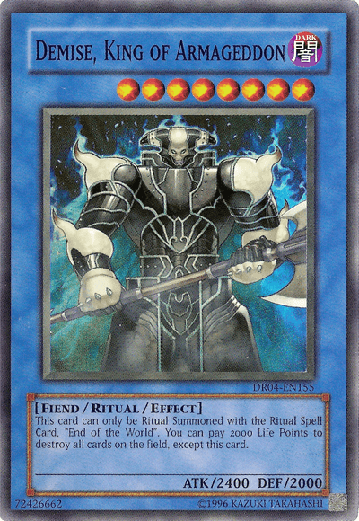 Dark, Dark Revelation Volume 4, Fiend, Ritual/Effect Monster, Super Rare, Unlimited Demise, King of Armageddon [DR04-EN155] Super Rare - Trading Card World