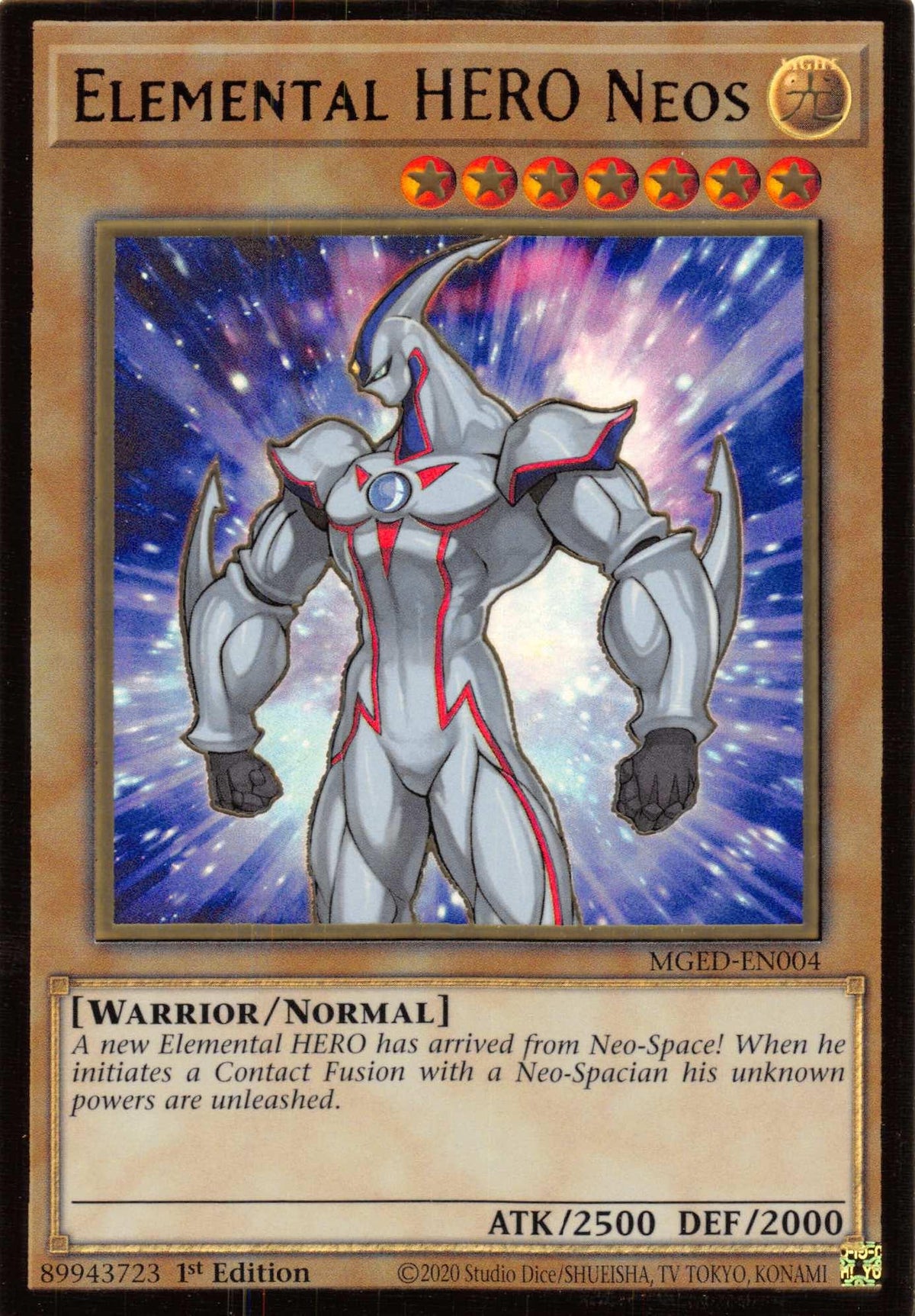 1st Edition, Gold Rare, Light, Maximum Gold: El Dorado, Normal Monster, Warrior Elemental HERO Neos [MGED-EN004] Gold Rare - Trading Card World