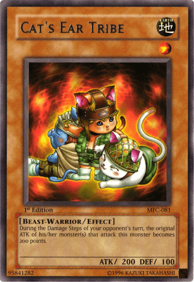 1st Edition, Beast-Warrior, Earth, Effect Monster, Magician's Force, Rare, Unlimited Cat's Ear Tribe [MFC-081] Rare - Trading Card World