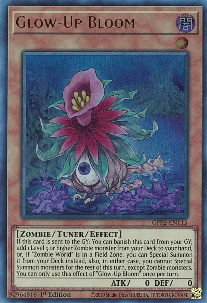 1st Edition, Dark, Ghosts From the Past: The 2nd Haunting, Tuner/Effect Monster, Ultra Rare, Zombie Glow-Up Bloom [GFP2-EN115] Ultra Rare - Trading Card World