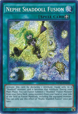 1st Edition, 2015 Mega-Tins Mega Pack, Equip Spell, Secret Rare, Spell Nephe Shaddoll Fusion [MP15-EN230] Secret Rare - Trading Card World